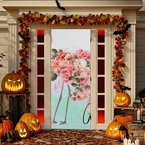 Decoração para porta da frente linda ilustração de moda com rosa FL Decorações de porta completas Decorações de Halloween