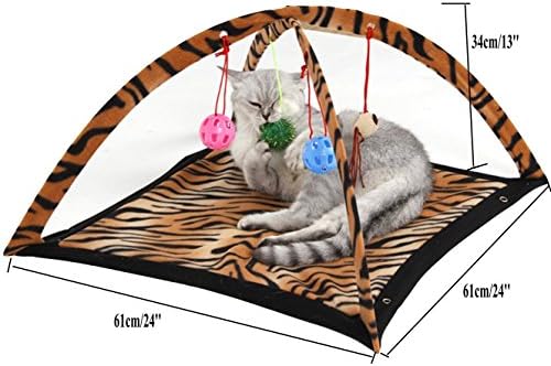Wowowmeow Cat Tent Play Mat Mat Funny Kitty Activity Center Exercício tapete com 4 brinquedos pendurados