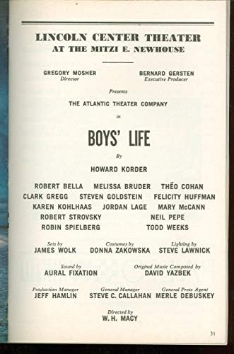 Vida dos meninos, fora da Broadway Playbill + Felicity Huffman, Robin Spielberg, Melissa Bruder, Theo Cohan, Steven Goldstein, Clark Gregg