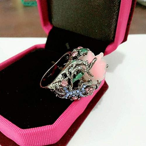 Anel de diamante delicado anéis femininos tamanho 7 Rosa de luxo com diamantes anel de jóias exageradas anéis vintage