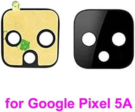 2 x Phonsun traseiro traseiro de vidro de câmera Substituição para o Google Pixel 5A 5G preto com adesivo/lente de câmera