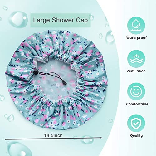 Luvruitaky Chuveiro Cap 2pcs grandes tampas de chuveiro para mulheres cetim macio à prova d'água reutilizável com peva elástica