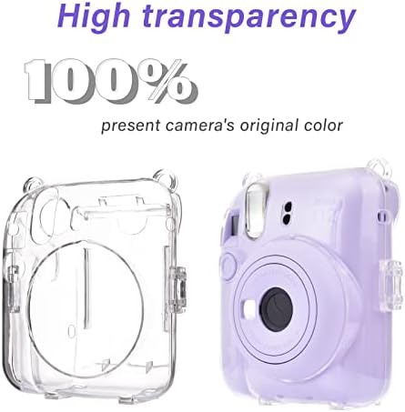 HIYQIN Instax Mini12 Case/Polaroid Mini 12 Caixa, Caso Clear Protetor para Fujifilm Mini 12 Câmera Cristal Tampa dura com alça