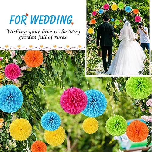 Tissue Pom Pom Paper Flower Ball Party Decorações - 15 Pcs 10, 12, 14 polegadas - para casamento, aniversário, chuveiro de