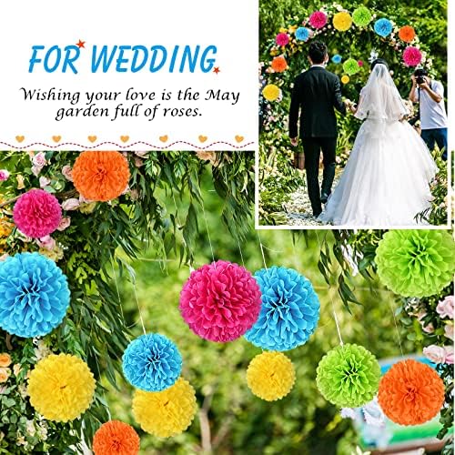 Tissue Pom Pom Paper Flower Ball Party Decorações - 15 Pcs 10, 12, 14 polegadas - para casamento, aniversário, chuveiro de noiva, solteira, chá de presente de bebê