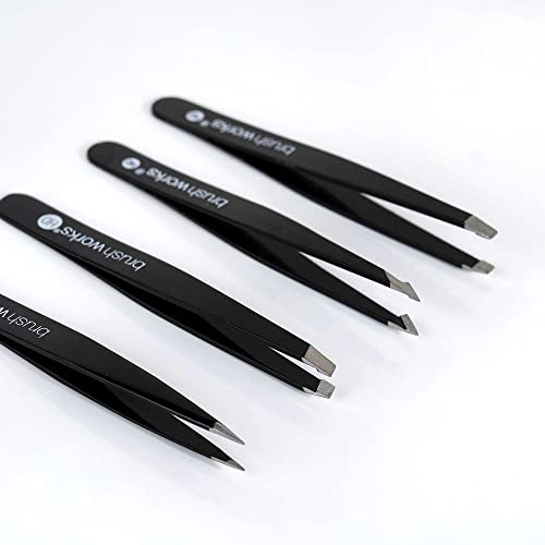 Pincelas HD 4 peças combinando tweezer conjunto - preto