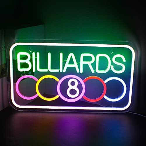 Billiards Neon Sinais, sinal de LED de looklight ， Luz de neon para parede, Billiards Presente Decoração de sinal de