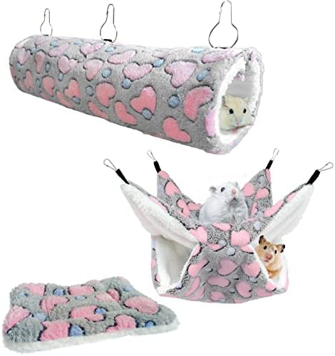 Hammock de gaiola de animais de estimação, esconderijo de porquinhos -da -índia, colchão, túnel pendurado na gaiola de animais de estimação para pequenos animais de estimação como hamster porquinho etc. por 3e Pet