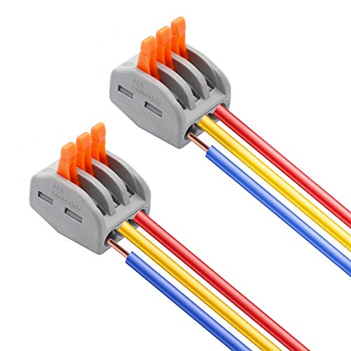 SMSEAECE 50 PCS 3 Porta Caia Condutora Conectores Compactos Conectores Terminal de Conexão Rápido Adequado para vários