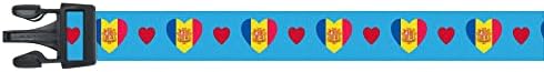 Andorra Dog Collar | Eu amo Andorra | Martingale Style | Azul | Andorra Flag | Para cães médios | Largura de 3/4 de polegada | Feito em NJ, EUA