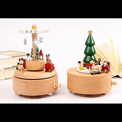 Douba Wooden Music Box Party Christmas Festa de Natal Caixas de Música do Carrossel Presente Christmas (cor: E, tamanho