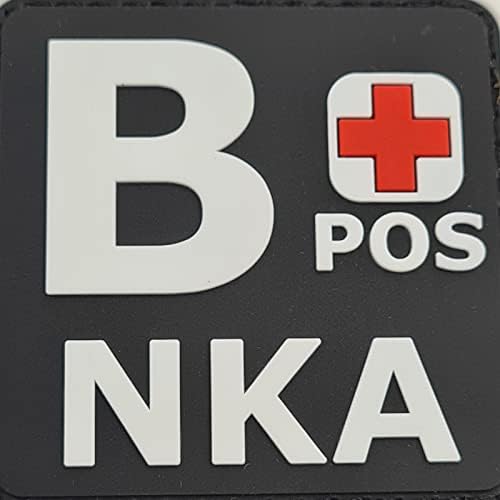 Brilho escuro BPOs B+ NKA Tipo de sangue No conhecido alergias táticas Moral tático PVC Rubber Touch Touch Fixer Patch