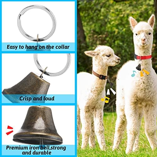 12 sets colares de cabra com sinos de ovelha de cavalo pastoreando sinos de vaca gola de sino de cão de nylon ajustável