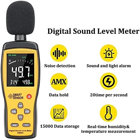 YFQHDD Digital Sound Nível de ruído Decibel Testador de áudio 30 ~ 130 DBA colorido LCD Display Microfone automotivo DB Medidor