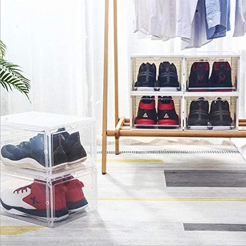 Zhying empilhável organizador de sapatos, caixas de armazenamento com tampas transparentes, gabinete de tênis de plástico