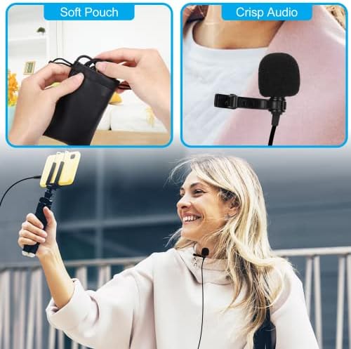 Microfone de lapela Lavalier de grau profissional para Samsung Galaxy View2 Compatível com telefone para iPhone ou câmera