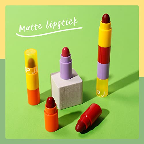 Akary Stitching Lipstick Mini Lipstick de arco -íris, uma caixa de 4 cores de batom hidratante fofo, fácil de colorir