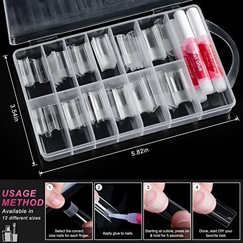 120pcs limpo unhas falsas e kit de unhas kit krofaue square dicas de unhas meia tampa fosca curva fosco macio dicas de unhas 4pcs cola