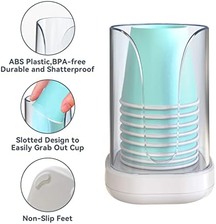 Whiterhino Dispenser Cup Hold, Dispensador de xícara de banheiro de 2 pacote com 16 PCs Cup em bancadas de vaidade do banheiro para