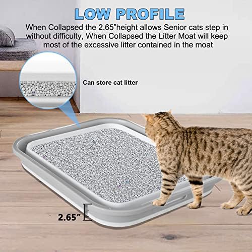 Kit de caixa de areia de ninhada de gato de baixo perfil de baixo perfil Kaqumao, caixa de areia de gato de baixa entrada para