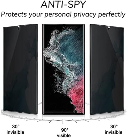 Glblauck [2 pacote para Samsung Galaxy S22 Ultra/S23 Protetor de tela Ultra Privacy Screen, [Leitor de impressão digital de suporte] Filme flexível de adesivo completo anti-spy para Galaxy S22 Ultra/S23 Ultra 5G, Case Friendly