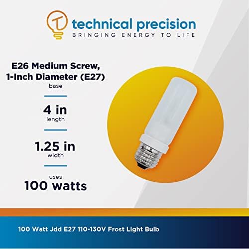 Substituição para lâmpada/lâmpada JDD E27 110-130V Lâmpada de geada 100W por precisão técnica - E26 Base média - T10 2900K Halogen Warm White Modelaing Bulbo - Studio and Display - 1 pacote
