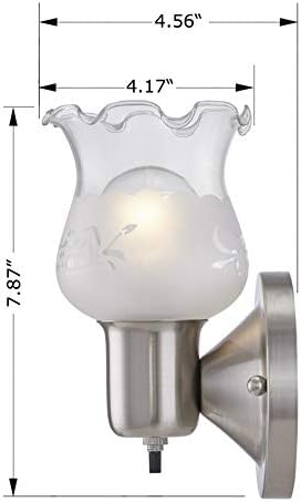 GRUENLICH 1 LIGHT SCONCE DE PAREDE, LIGADA DE LIGUNDA DE VANIDADE DE BAINS COM ONENTO ON/OFF, E26 BASE 60W MAX, Caixa de metal com vidro, acabamento de níquel, 1 pacote