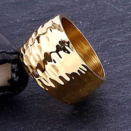 Jude Jewellers 15mm de aço inoxidável clássico simples anel de casamento de superfície lisa martelada