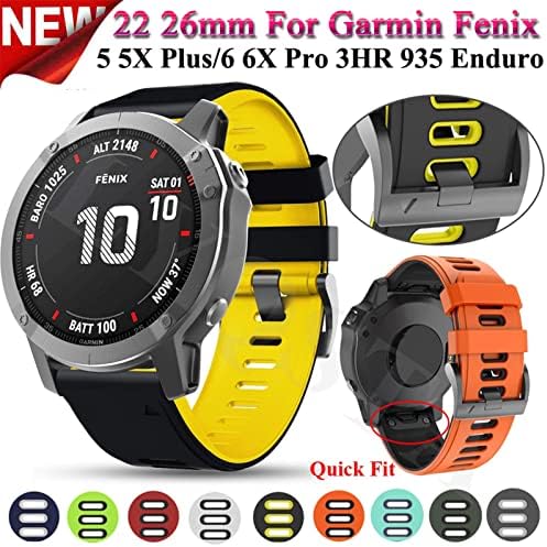Bneguv Sport Silicone Smart Watch Bracelet Strap for Garmin Fenix ​​6x 7 7x 3HR 935 945 ABORDAÇÃO S60 S62 Quick EasyFit Watchband Correa