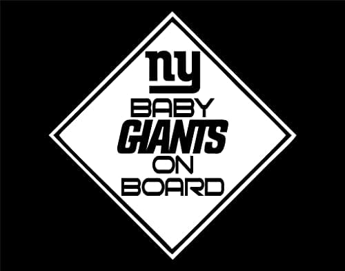 Giants do bebê a bordo para carros Decalque de janela de adesivo de carros engraçados de carros de vinil | Branco | 5,5 polegada