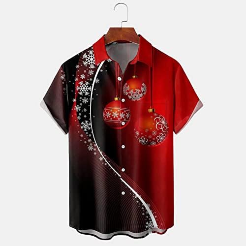 XXBR Christmas Shirt for Men Hawaiian Relaxed Fit Sleeve Button Down Down Down