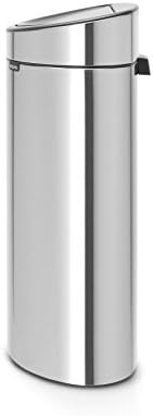 Brabantia Recycling Touch Bin com baldes de plástico, 10 L e 23 L - Matt Steel