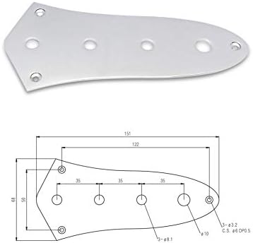 Metalor Bass Control Plate Placa de montagem 4 orifícios para o cromo de reposição de peças de bass Jazz Bass.