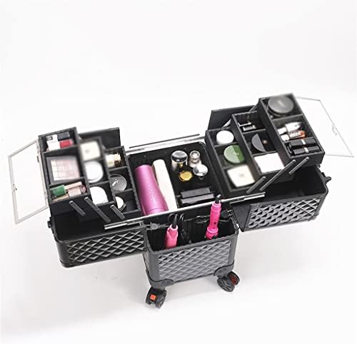 Quul Capacidade de grande capacidade Travel Bagagem Caixa de armazenamento cosmético Caixa de beleza Case de carrinho de estojo estético bolsa de bagagem rolando