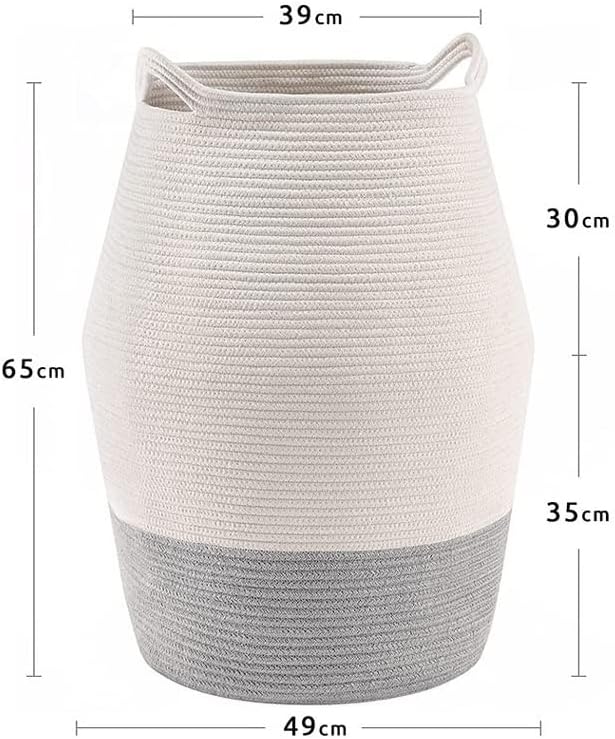 Zyzmh Cesta de corda de algodão de tecelagem com alça de brinquedo Dirty Roupas cesta de cesta de lavanderia cesta de cesta