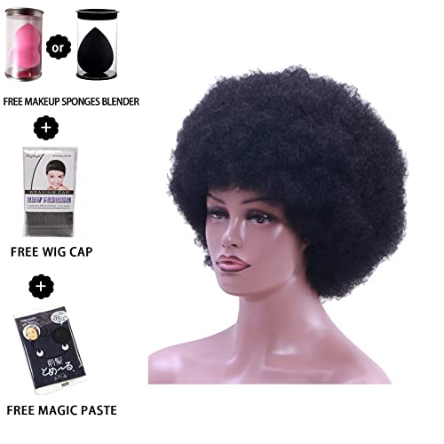 Peruca de kavsni 70 perucas encaracoladas para mulheres negras, grande peruca afro -afro e glufy de aparência afro, 8 polegadas 60s Black Wigs