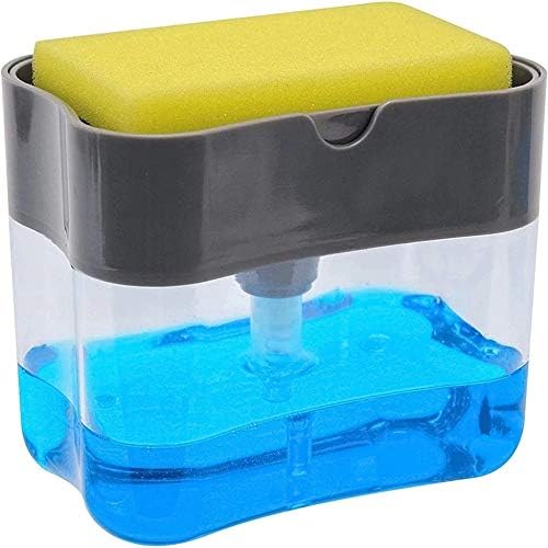 Dispensador de sabão para cozinha + suporte de esponja 2 -em -1 - Design inovador - Premium Quality Dish Soop Dispenser Sponge Suport Sink Washing