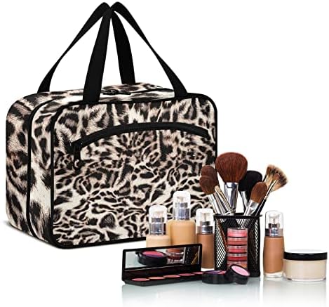 Bolsas de higiene pessoal senya saco de cosméticos impressão de leopardo Cheetah Organizador de viagem de grande capacidade para acessórios