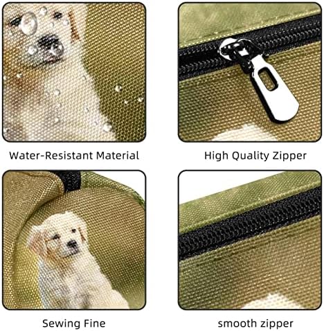 Bolsa de maquiagem de viagem, bolsa de cosméticos Caso organizador, para mulheres de produtos de higiene pessoal, pincéis de acessórios Golden Retriever adorável