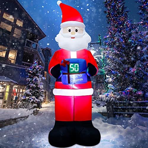 Lulu Home Christmas Decoração inflável, 8 pés explodir Papai Noel com relógio de contagem regressiva LED, contagem do calendário