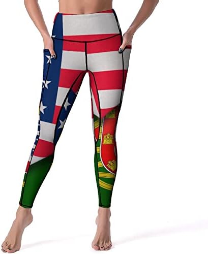 Bandeiras dos Estados Unidos e calças de ioga portugal com bolsos para mulheres trepando de altura de perneiras Controle de
