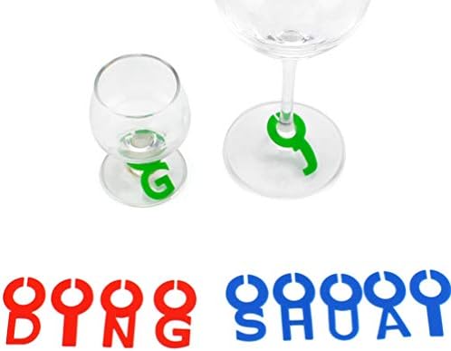 Decoração de casamento de Upkoch 78pcs vasos de vidro encantos com anéis marcam letras de silicone marcadores de gabinete reutilizável rótulo de identificador de goble