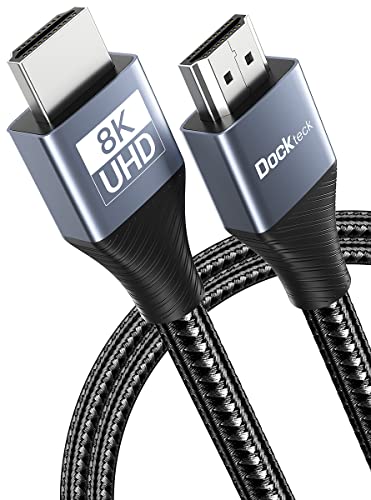 DockTeck 8K Cabo HDMI 6ft | Cabos HDMI para HDMI de alta velocidade 2.1, cordão trançado 60Hz 48Gbps 120Hz Suporte EARC Dolby Vision HDR 10 HDCP 2.2 e 2.3, Compatível com Roku TV PS5/4 HDTV Xbox Blu-ray