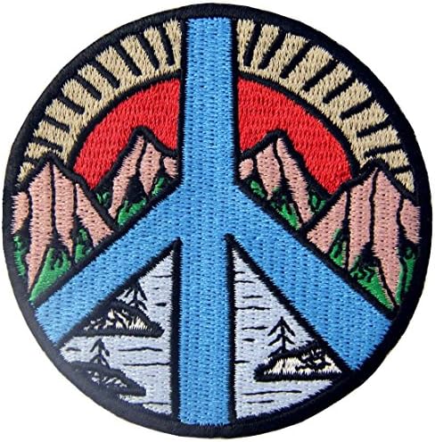 Paz Sign Mountain e River Vitage Explore o remendo ao ar livre Apliques bordados ferro em costura no emblema