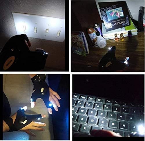 Xiangzhu Luvas de lanterna LED, luvas sem dedos leves, presentes de aniversário para o homem, mãos de mãos livres para trabalhar