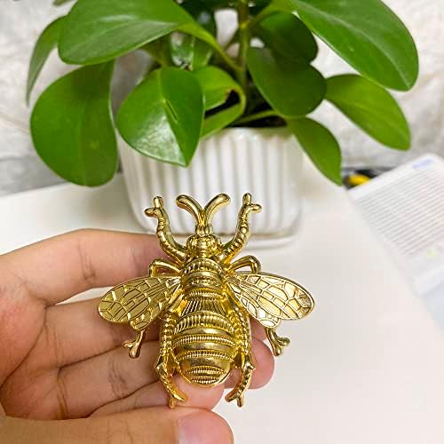 Youyouulu 3pcs bigsize-brass-bee-drawer-pulls, knobs de animais de animação vintage, retro-inseto-inseto-cabinets-bastão