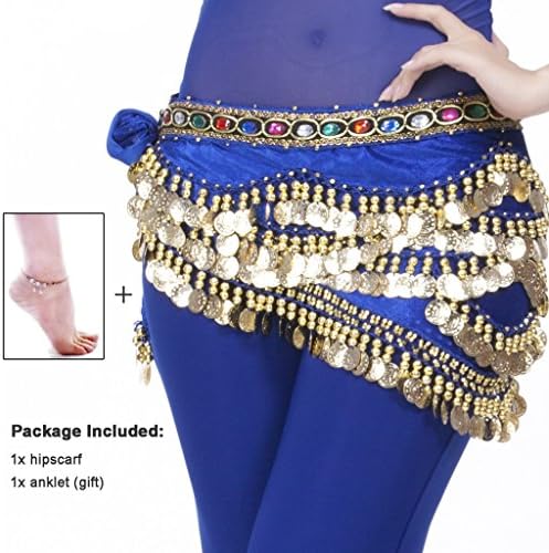 Mutreso Belly Dance Hip Sconhe com 328 moedas de ouro 150cm Colorido Belt Profissão de Velvet Performance Salia