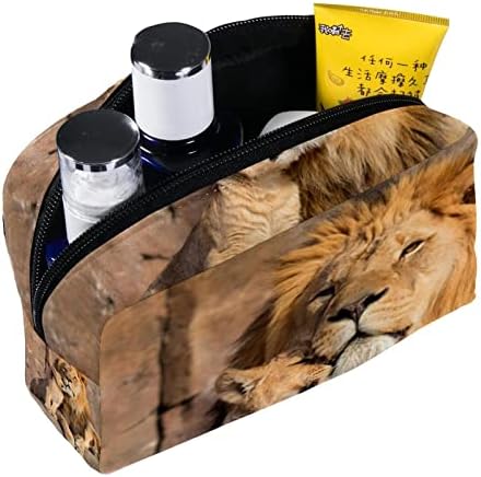Saco de higiene pessoal pendurado de viagem, organizador de maquiagem portátil, suporte de cosméticos para pincéis, dois Lions Animals
