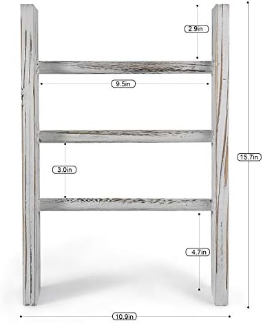 Docmon Towel Rack-Farmhouse Decor escada, escada de toupeira de madeira de três camadas de 4 camadas de 16 polegadas para o escritório