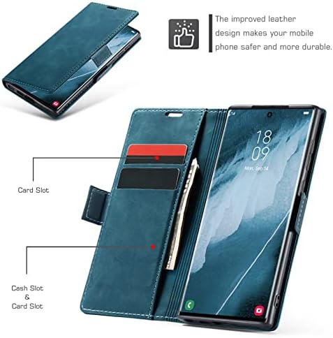 Caixa da carteira para o Samsung Galaxy S23/S23Plus/S23ultra, casos de telefone Magkckle magnéticos de couro PU, com kickstand, slots de suporte, 360 cobertura corporal, azul, S23 6.1 ''